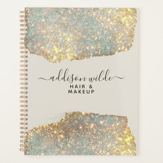 Holographic Signature Script Modern Glam Glitter Planner (Voorkant)