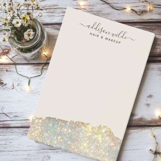Holographic Signature Script Modern Glam Glitter Post-it® Notes