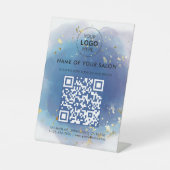 Holographic Signature Script Modern Glam Glitter Reclamebord Met Voetstuk (Voorkant)