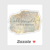 Holographic Signature Script Modern Glam Glitter Sticker (Vel)