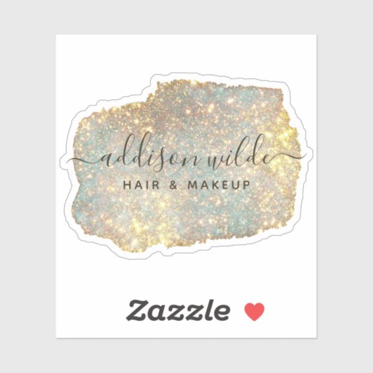 Holographic Signature Script Modern Glam Glitter Sticker (Vel)