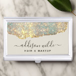 Holographic Signature Script Modern Glam Glitter Visitekaarthouder<br><div class="desc">Holografisch handschrift Modern Glam Glitter Business Card Case Case. Dit ontwerp kenmerkt een classy doopvont van de de handtekeningsstijl die tegen een prachtige moderne iriserende glinsterende achtergrond wordt geplaatst. Perfect voor een schoonheidssalon,  haarstylist,  make-up kunstenaar of cosmetoloog.</div>