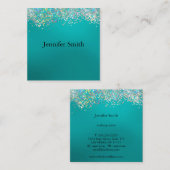 Holographic Silver Glitter Blue Makeup Artist Vierkante Visitekaartje (Voorkant / Achterkant)