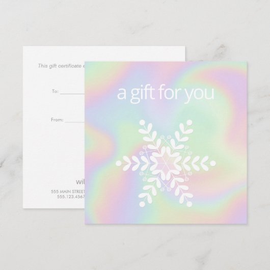 Holographic Snowflake Holiday Cadeaucertificaat (Voorkant / Achterkant)