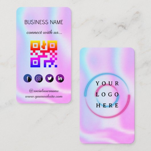Holographic - Social Media QR Code Visitekaartje (Voorkant / Achterkant)
