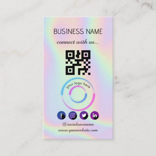 Holographic - Social Media QR Code Visitekaartje (Voorkant)
