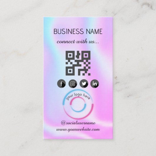 Holographic - Social Media QR Code Visitekaartje (Voorkant)