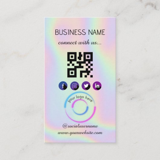 Holographic - Social Media QR Code Visitekaartje (Voorkant)