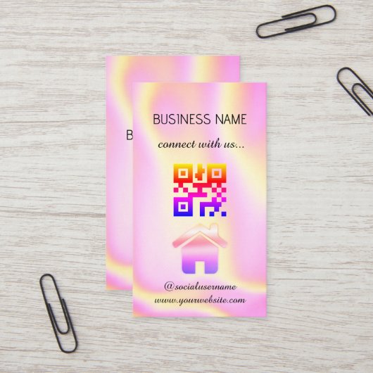 Holographic - Social Media QR Code Visitekaartje (Voorkant / Achterkant in situ)