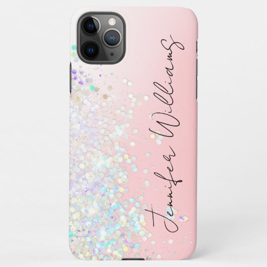 Holographic Sparkle Glitter Blush Pink Girly iPhone Hoesje (Achterkant)