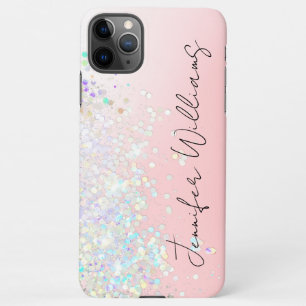 Holographic Sparkle Glitter Blush Pink Girly iPhone 11Pro Max Hoesje