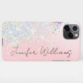 Holographic Sparkle Glitter Blush Pink Girly iPhone Hoesje (Achterkant horizontaal)