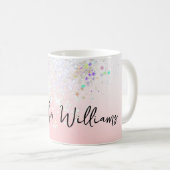 Holographic Sparkle Glitter Blush Pink Girly Koffiemok (Voorkant rechts)