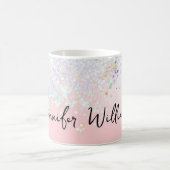 Holographic Sparkle Glitter Blush Pink Girly Koffiemok (Center)