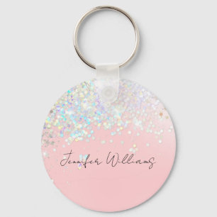 Holographic Sparkle Glitter Blush Pink Girly Sleutelhanger