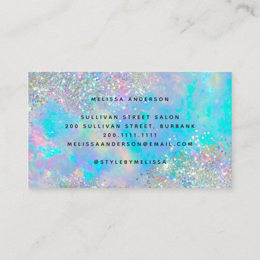 Holographic Sparkle Opal Iridescent Business Klantenkaartje (Achterkant)
