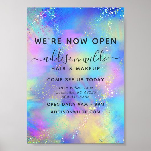 Holographic Sparkle Opal Iridescent Business Poster (Voorkant)