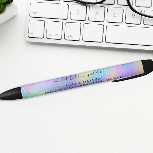 Holographic Sparkle Opal Iridescent Business Zwarte Inkt Pen