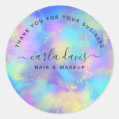 Holographic Sparkle Opal Iridescent Hartelijk dank Ronde Sticker (Voorkant)