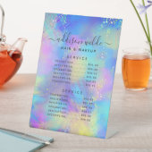 Holographic Sparkle Opal Iridescent Price Menu Reclamebord Met Voetstuk (Insitu)