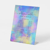 Holographic Sparkle Opal Iridescent Price Menu Reclamebord Met Voetstuk (Voorkant)