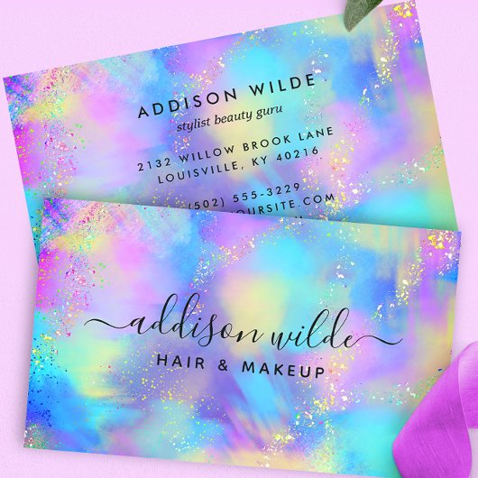 Holographic Sparkle Opal Iridescent Visitekaartje