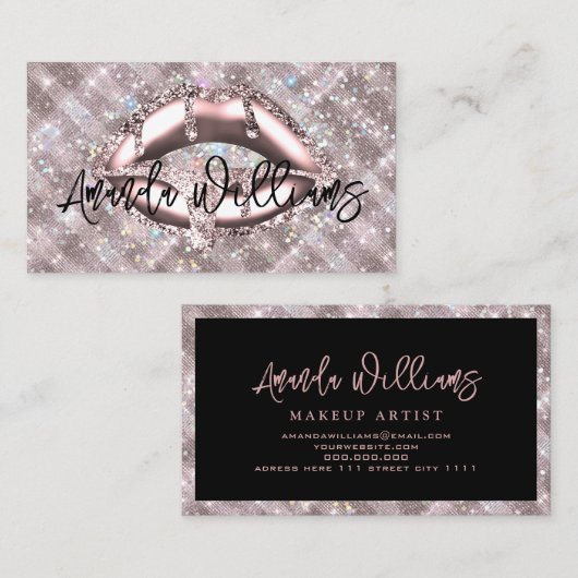 Holographic Sparkles Roos Gold Glitter Licht Uniek Visitekaartje (Voorkant / Achterkant)