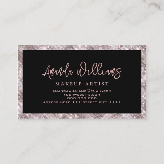 Holographic Sparkles Roos Gold Glitter Licht Uniek Visitekaartje (Achterkant)