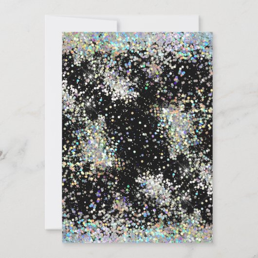 Holographic Sparkly Glitter 40th Birthday Black Kaart (Achterkant)