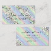 Holographic Sparkly Glitter Beauty Salon Modern Visitekaartje (Voorkant / Achterkant)