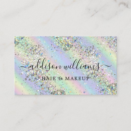 Holographic Sparkly Glitter Beauty Salon Modern Visitekaartje (Voorkant)