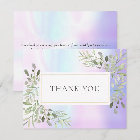 Holographic Spring Leaves Business Hartelijk dank Bedankkaart (Voorkant / Achterkant)