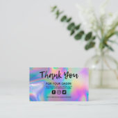 Holographic Trendy Salon Bedankt Visitekaartje (Staand voorkant)