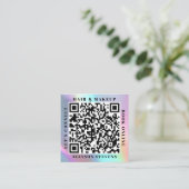 Holographic Unicorn Bold QR Code Hair & Makeup Vierkante Visitekaartje (Staand voorkant)