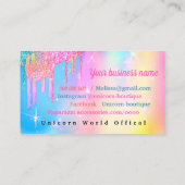 Holographic Unicorn Flowers Glitter Visitekaartje (Achterkant)