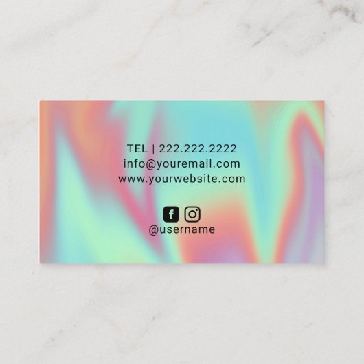 Holographic Unicorn Glitter Drift Beauty Salon #2 Visitekaartje (Achterkant)