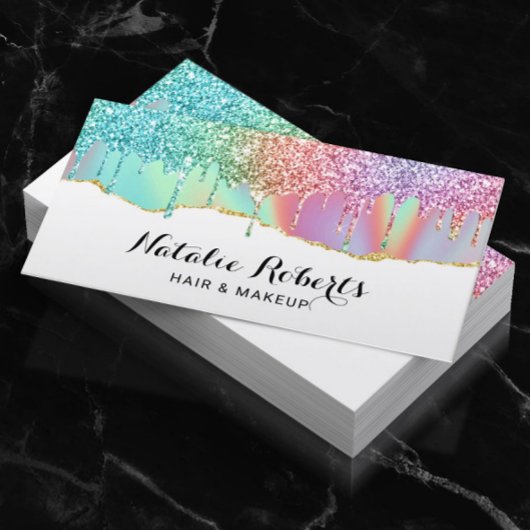 Holographic Unicorn Glitter Drift Beauty Salon #2 Visitekaartje