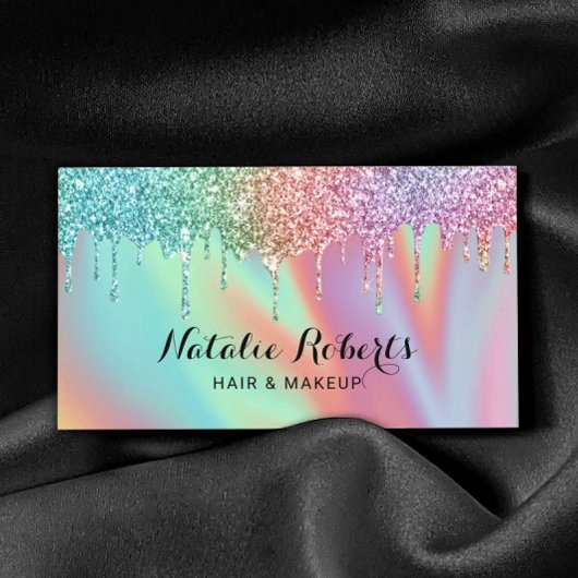 Holographic Unicorn Glitter Drift Beauty Salon Visitekaartje