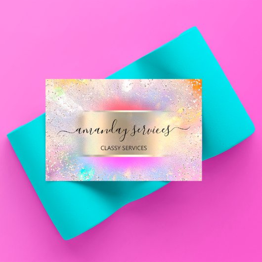 Holographic Unicorn Gold Confetti Boutique Shop Visitekaartje