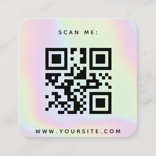 Holographic Unicorn Pastel QR Code Weddenschap RSV Informatiekaartje (Achterkant)
