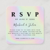 Holographic Unicorn Pastel QR Code Weddenschap RSV Informatiekaartje (Voorkant)