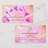 Holographic Unicorn QR Home Maid Cleaning Visitekaartje (Voorkant / Achterkant)