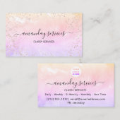 Holographic Unicorn Rainbow Confetti Boutique Bus Visitekaartje (Voorkant / Achterkant)