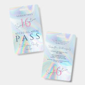 Holographic VIP Access 16th Birthday Invitation Badge (Voor- en achterkant)