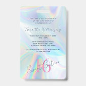 Holographic VIP Access 16th Birthday Invitation Badge (Achterkant)
