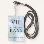 Holographic VIP All Access Pass Spring Break Party Badge (Achterkant met draagriem)