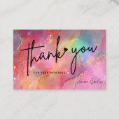 Holographic Watercolor Thank You Card Gold Accents Visitekaartje (Voorkant)