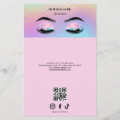 Holographic Wimpers Salon Prijslijst Menu (Achterkant)