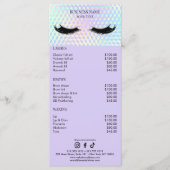 Holographic Wimpers Salon Prijslijst Menu (Voorkant)