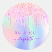 Holograpic unicorn glitter bedankt vrijgezellenfee ronde sticker (Voorkant)